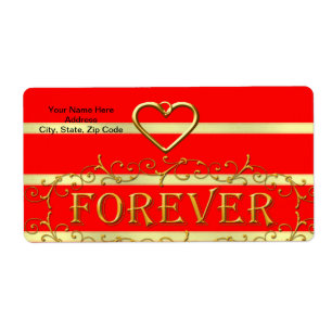 Valentine's Day Labels Gold Forever Hearts