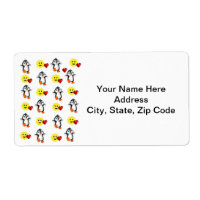 Valentine's Day Labels Heart Penguin Hearts