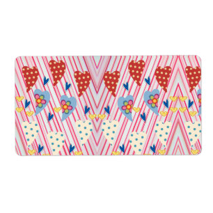 Valentine's Day Labels Hearts 