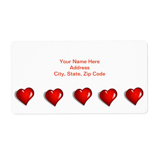 Valentine's Day Labels Hearts (Front)