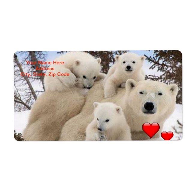 Valentine's Day Labels Polar Bears (Front)