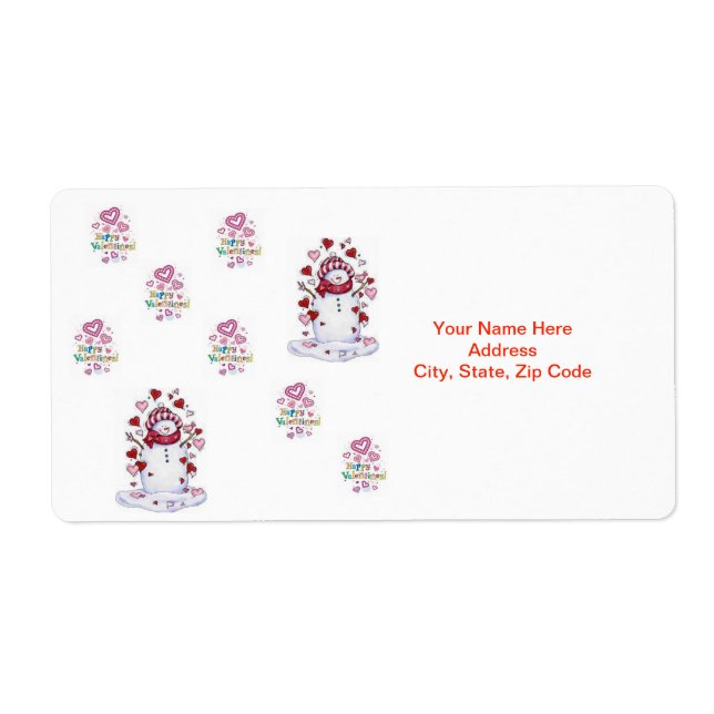 Valentine's Day Labels Snowman (Front)