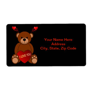 Valentine's Day Labels Teddy Bear