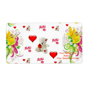Valentine's Day Labels Teddy Bear