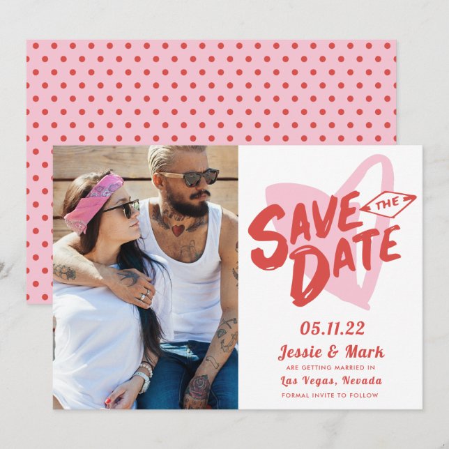 Valentine's Day Las Vegas Photo Save the Date Announcement (Front/Back)