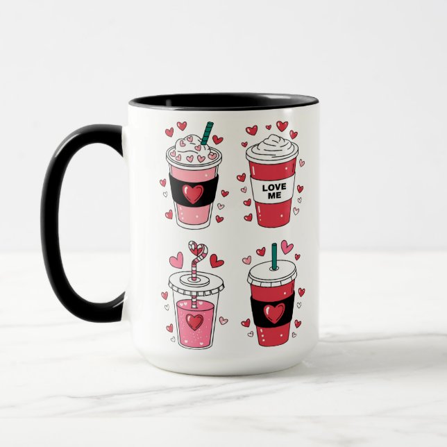 Valentines Day Latte Coffee Lover Mug (Left)
