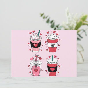 Valentines Day Latte Coffee Lover Thank You Card