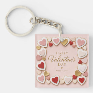 Valentines Day Layered Heart Frame Border Keychain