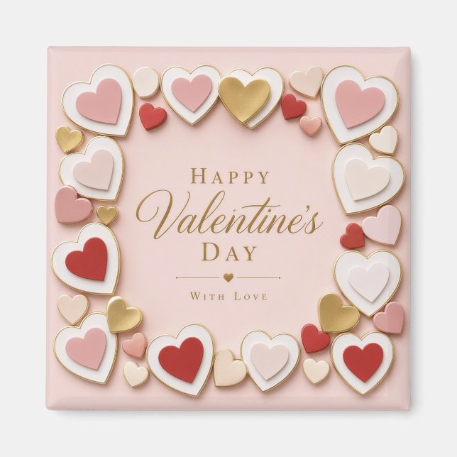Valentines Day Layered Heart Frame Border Magnet (Front)