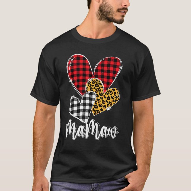 valentines day leopard mamaw Buffalo Plaid mamaw l T-Shirt (Front)