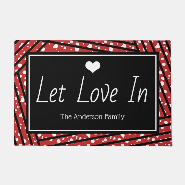Valentine's Day Let Love In | Personalized Doormat (Front)