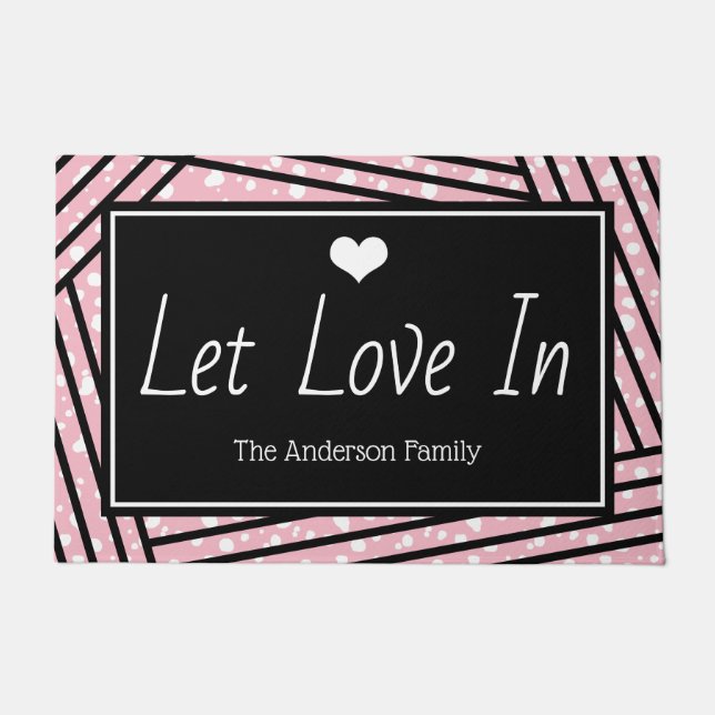 Valentine's Day Let Love In | Personalized Doormat (Front)