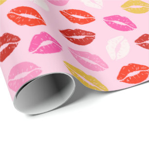 Valentine's Day Lips on light pink Wrapping Paper