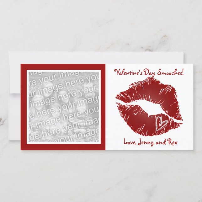Valentine's Day Lips Smooches Photo Cards (Front)