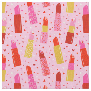 Valentine's Day Lipsticks on pink Fabric