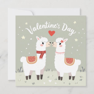 Valentines Day Lovable Llamas Valentines Card