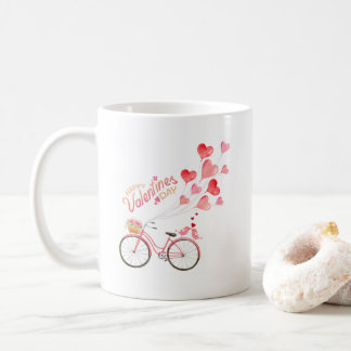 Valentine's Day Love Birds on Bicycle Hearts Coffee Mug