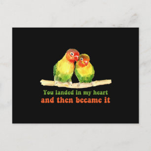Valentines Day Love Birds Pencil Drawing Postcard