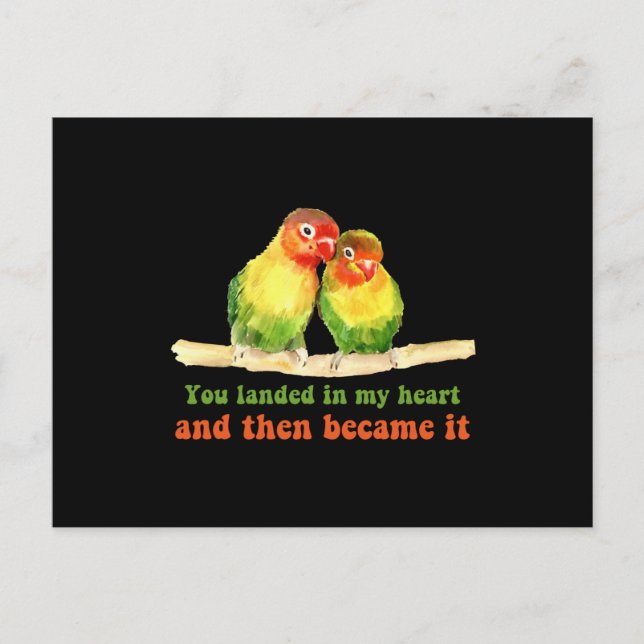 Valentines Day Love Birds Pencil Drawing Postcard (Front)