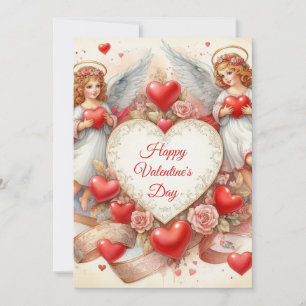 Valentine's Day Love Cherub Angels  Holiday Card
