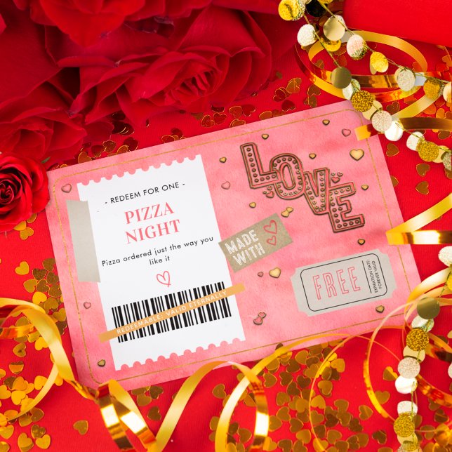 Valentine's Day Love Couples Pizza Night Coupon (Creator Uploaded)