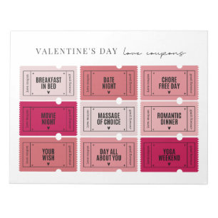 Valentine's Day Love Coupons   Tear Away Notepad
