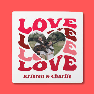 Valentine's Day Love Custom Couple Photo Square Wall Clock