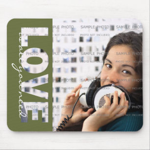 Valentine's Day LOVE Cutouts Green Photo Insert Mouse Pad