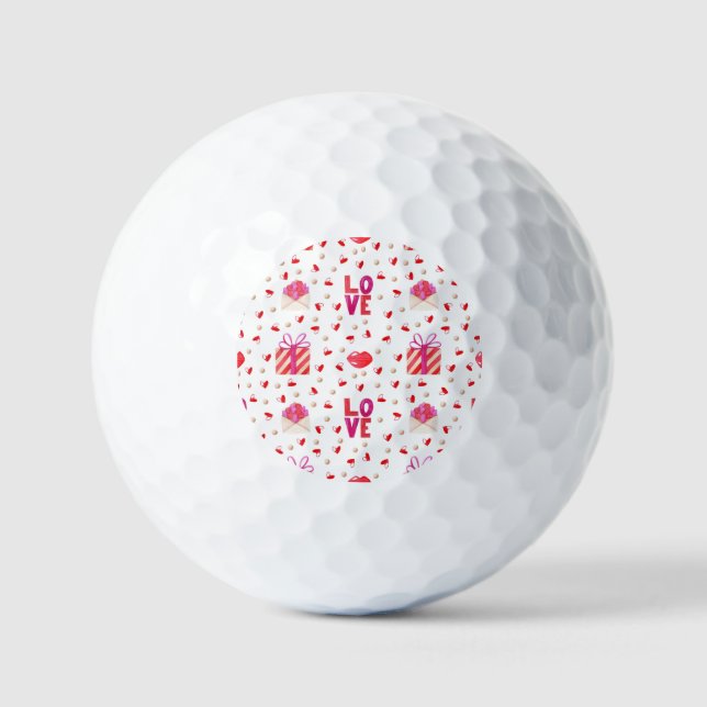 Valentine's Day LOVE Envelope & Gift Box Golf Balls (Front)