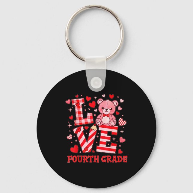 Valentine's Day Love Fourth Grade Teacher  Keychain (Front)