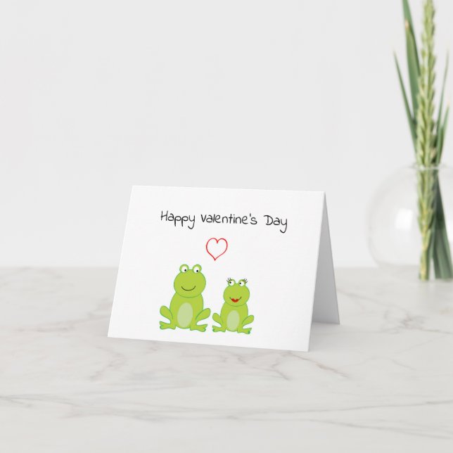 Valentine's Day Love Frogs Personalized Thank You Card (Front)