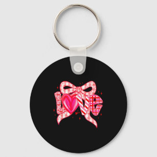 Valentines Day Love Funny Coquette Bow Checkered N Keychain