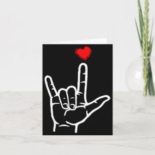 Valentines day love hand sign asl heart women men card