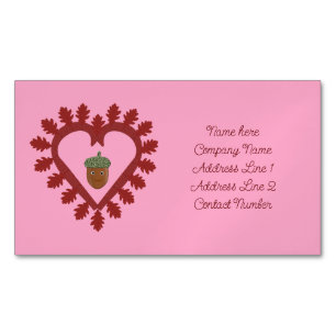 Valentines Day Love Heart Acorn Custom Magnetic Business Card