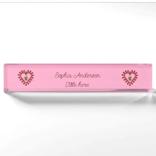 Valentines Day Love Heart Acorn Custom Nameplate