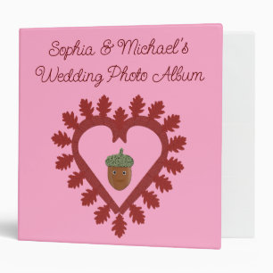 Valentines Day Love Heart Acorn Custom Wedding Binder