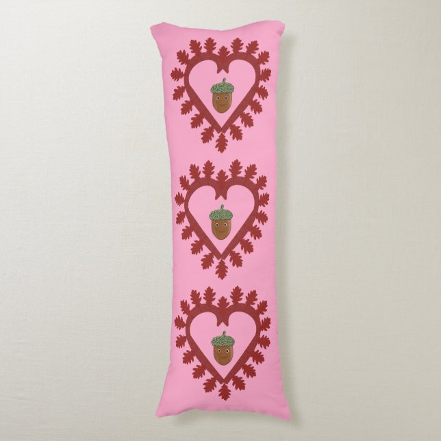 Valentines Day Love Heart Acorn Double Sided Body Pillow (Front Vertical)