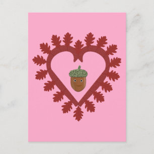 Valentines Day Love Heart Acorn Postcard