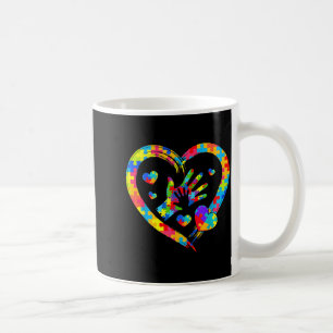Valentines Day Love Heart Autism Awareness Puzzle  Coffee Mug