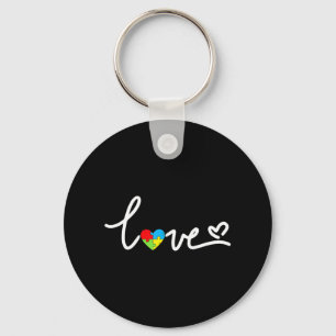Valentines Day Love Heart Autism Awareness Puzzle Keychain