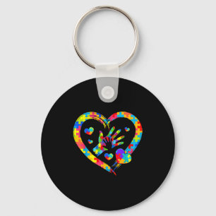 Valentines Day Love Heart Autism Awareness Puzzle Keychain