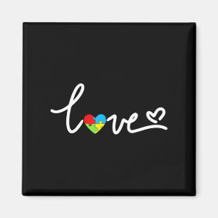 Valentines Day Love Heart Autism Awareness Puzzle Magnet