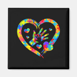 Valentines Day Love Heart Autism Awareness Puzzle  Magnet