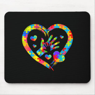 Valentines Day Love Heart Autism Awareness Puzzle  Mouse Pad