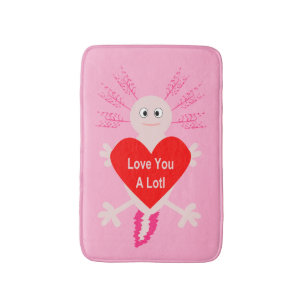 Valentines Day Love Heart Axolotl Bath Mat