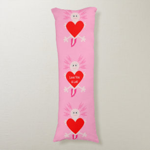 Valentines Day Love Heart Axolotl Body Pillow