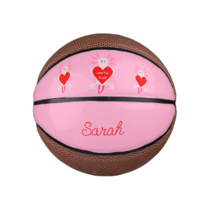 Valentines Day Love Heart Axolotl Custom Name Mini Basketball