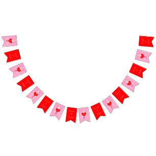 Valentines Day Love Heart Axolotl Custom Names Bunting Flags