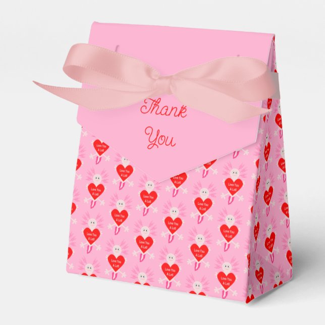 Valentines Day Love Heart Axolotl Custom Wedding Favor Box (Front Side)