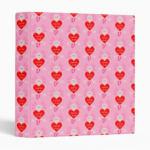 Valentines Day Love Heart Axolotl Patterned Binder